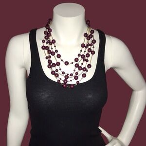 Four Layer Burgundy Color Necklace